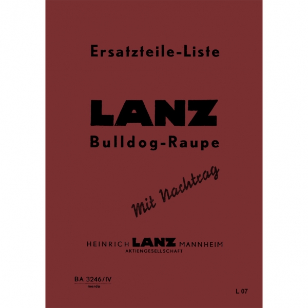 Lanz-Bulldog Ersatzteilliste Raupe Ersatzteil-Liste